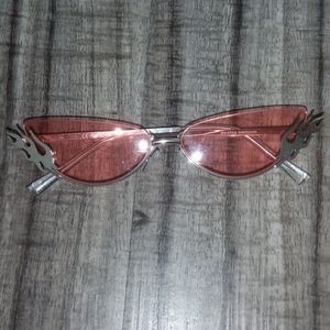 Y2k flame sunglasses baddie half pink tint